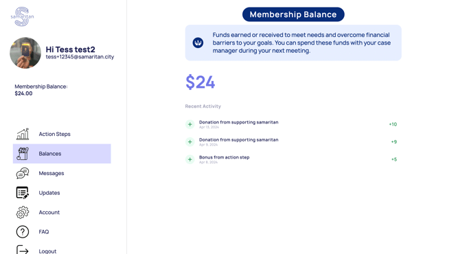 Member Portal Balance Page